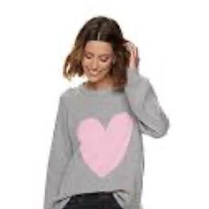 Pop Sugar Grey/Pink Heart Sweater XXL
